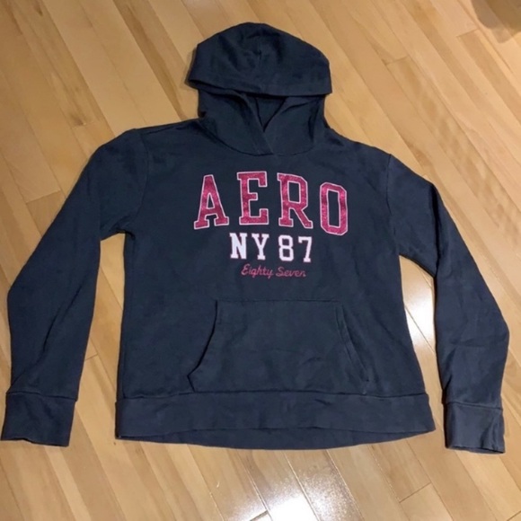 Aeropostale Girls Grey Kanga Hoodie with Pink Glitter - size YL - Picture 1 of 16